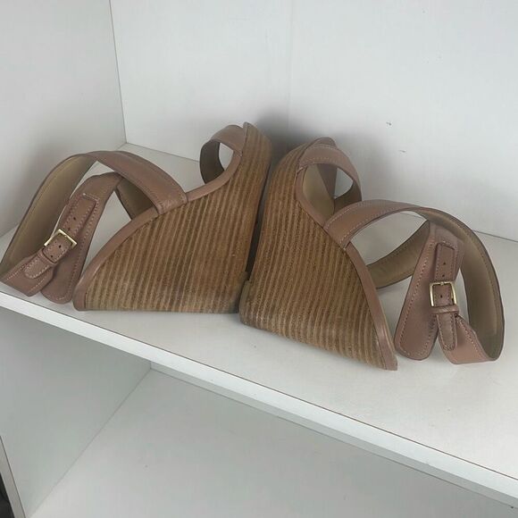 Sole Society Leather Ankle Wrap Wedge Sandals 7 - Picture 4 of 11